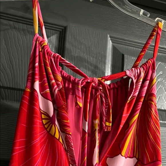 Vibrant Pink and Red Floral Maxi Dress Trina Turk - Picture 3 of 8